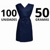 100 Avental Descartável Azul Marinho Sem Manga 50 Gramas