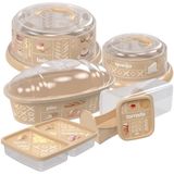 Kit Boleira, Queijeira, Porta Pães, Porta Torradas E Porta Frios 5 Peças Bege Plasutil