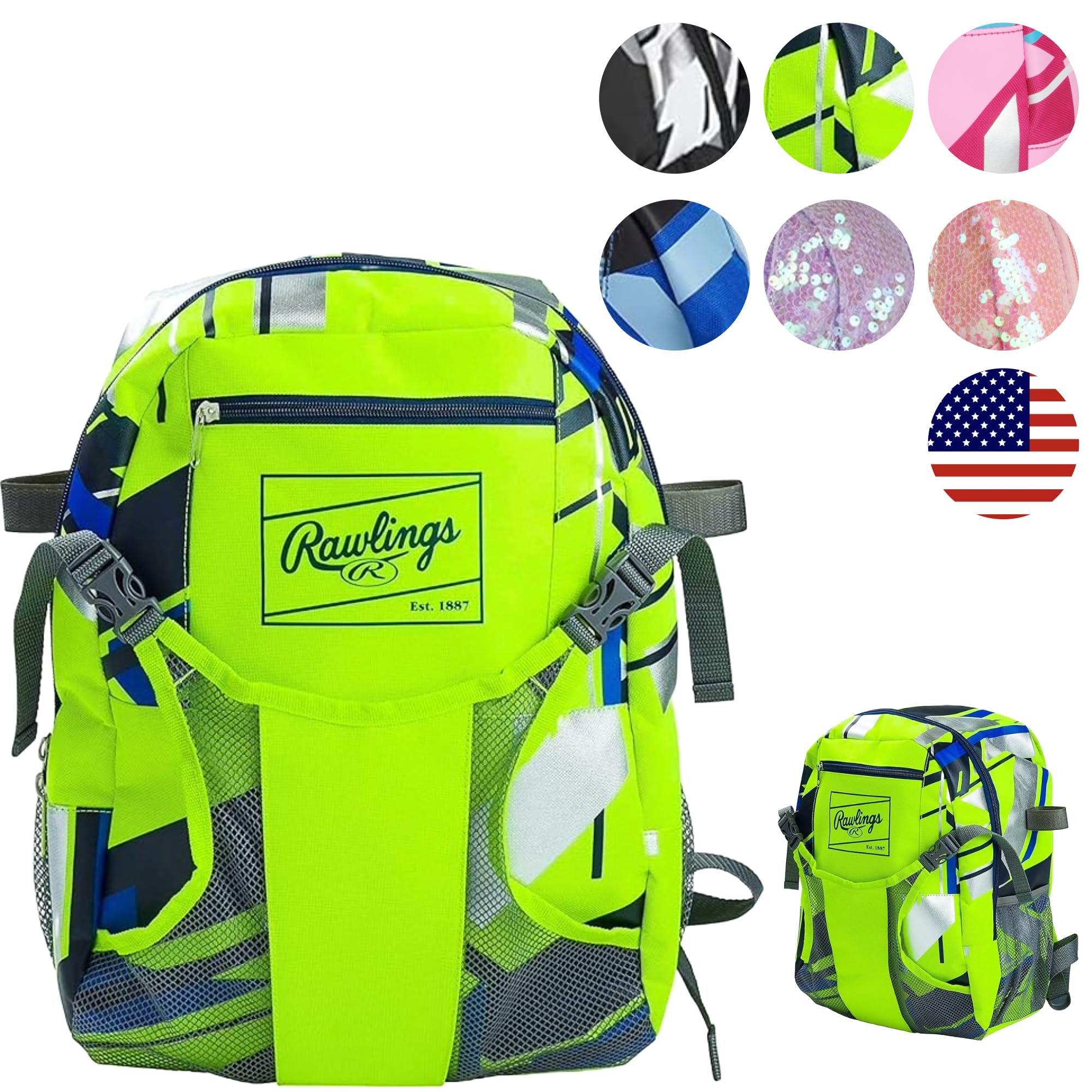 Mochila E Bolsa De Equipamentos Rawlings Remix T-ball &amp; Youth Green