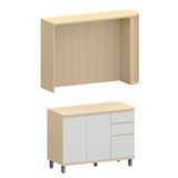 Bancada Cozinha 144cm Com Tampo Para Ilha E Balcão 120cm Aura Carvalho/cinza Cristal