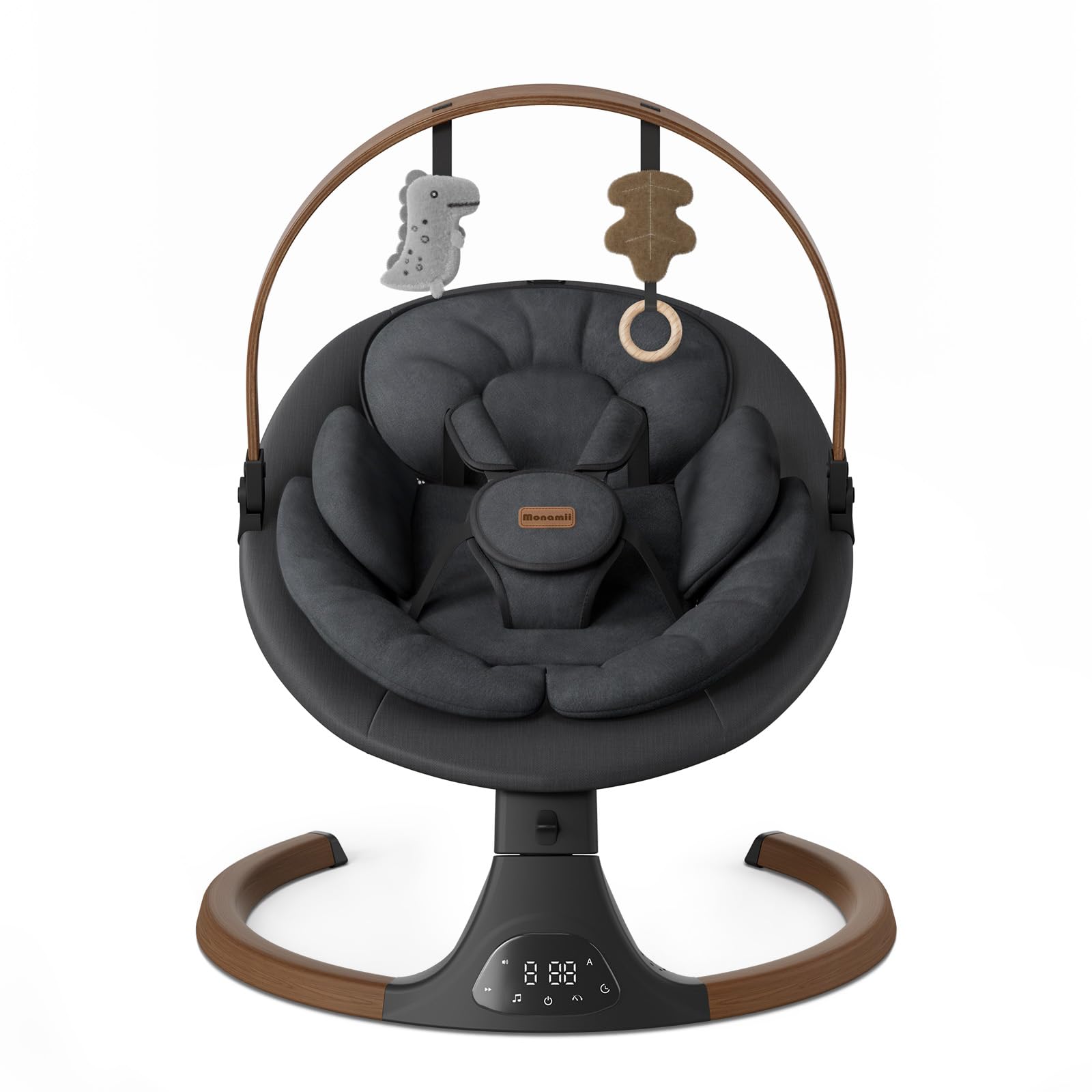 Baby Swing Monamii Bluetooth Com Alto-falante De Música De 5 Velocidades Preto