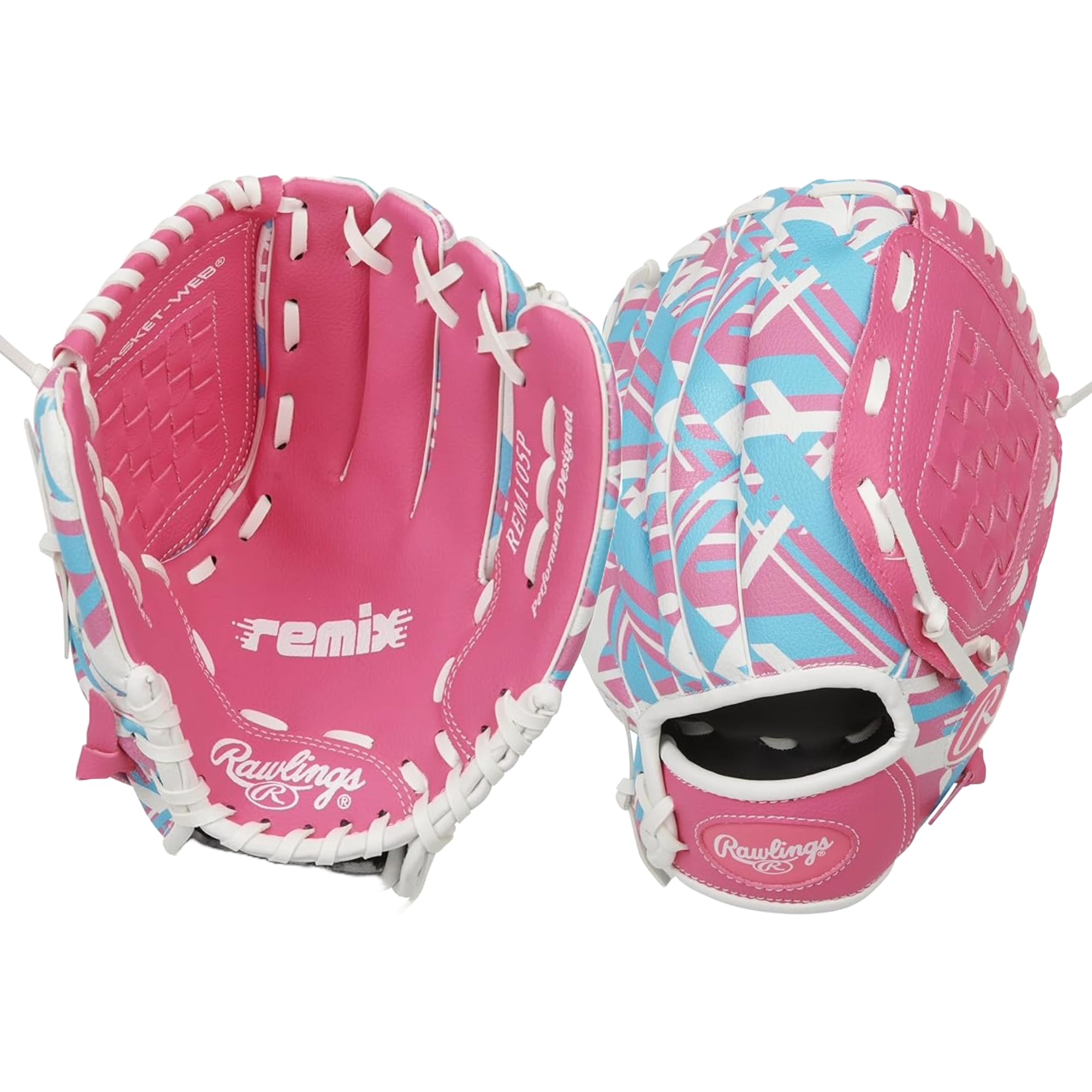 Luva De Beisebol Rawlings Remix T-ball &amp; Youth 9 Polegadas Rosa