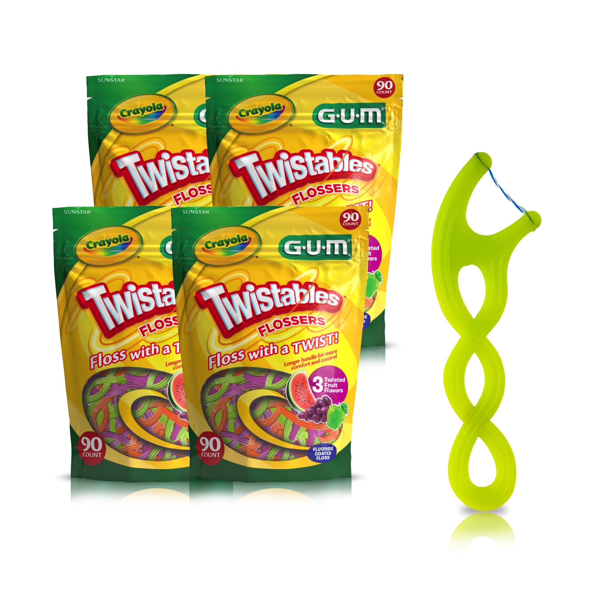 Flossers Gum Crayola Twistables Kids Com Flúor De 90 Quilates (pacote 4)