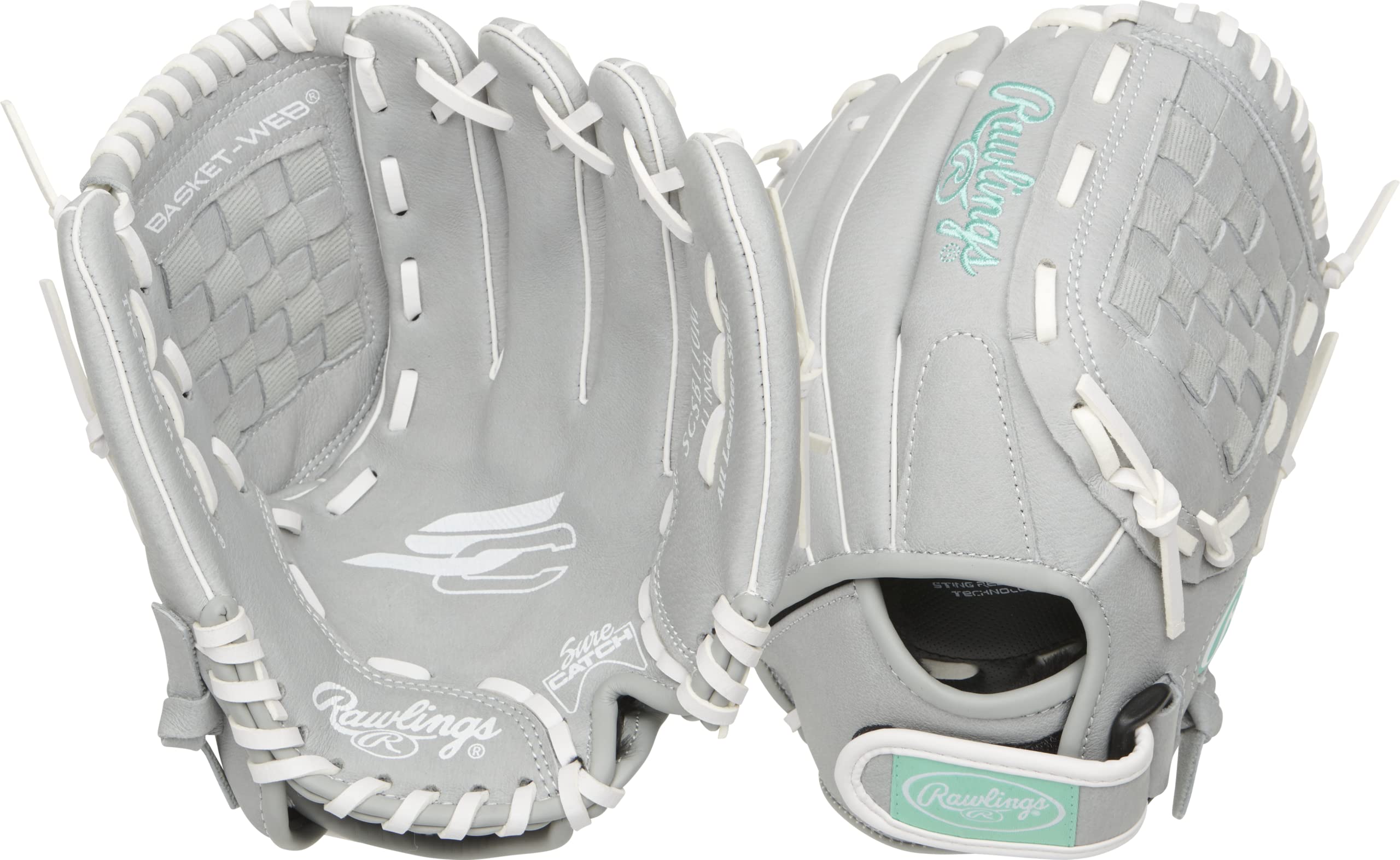 Luva De Softball Rawlings Sure Catch Series Azul/cinza/branca De 11 Polegadas