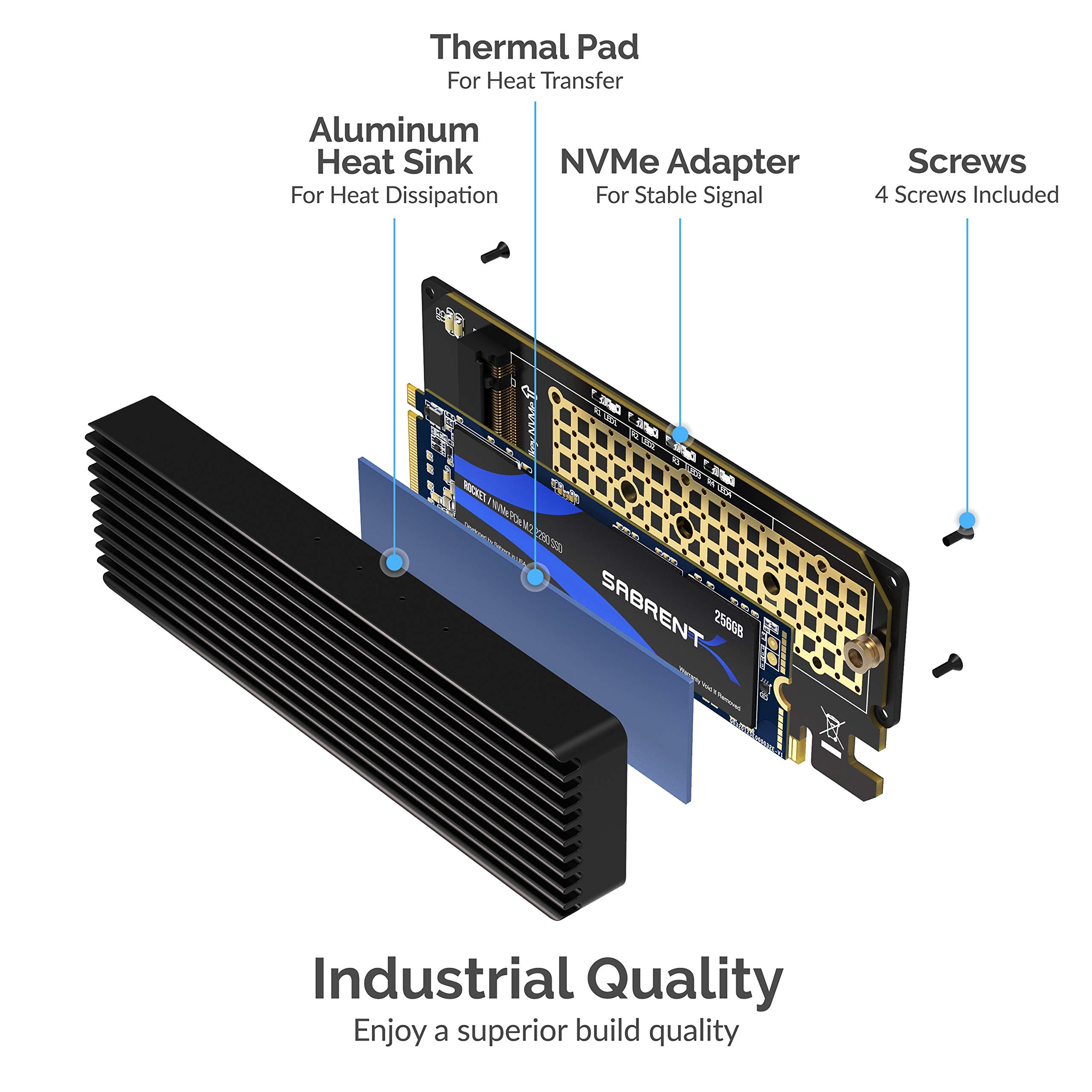 Adaptador Ssd Sabrent Nvme M.2 Para Pcie X16/x8/x4 Com Dissipador