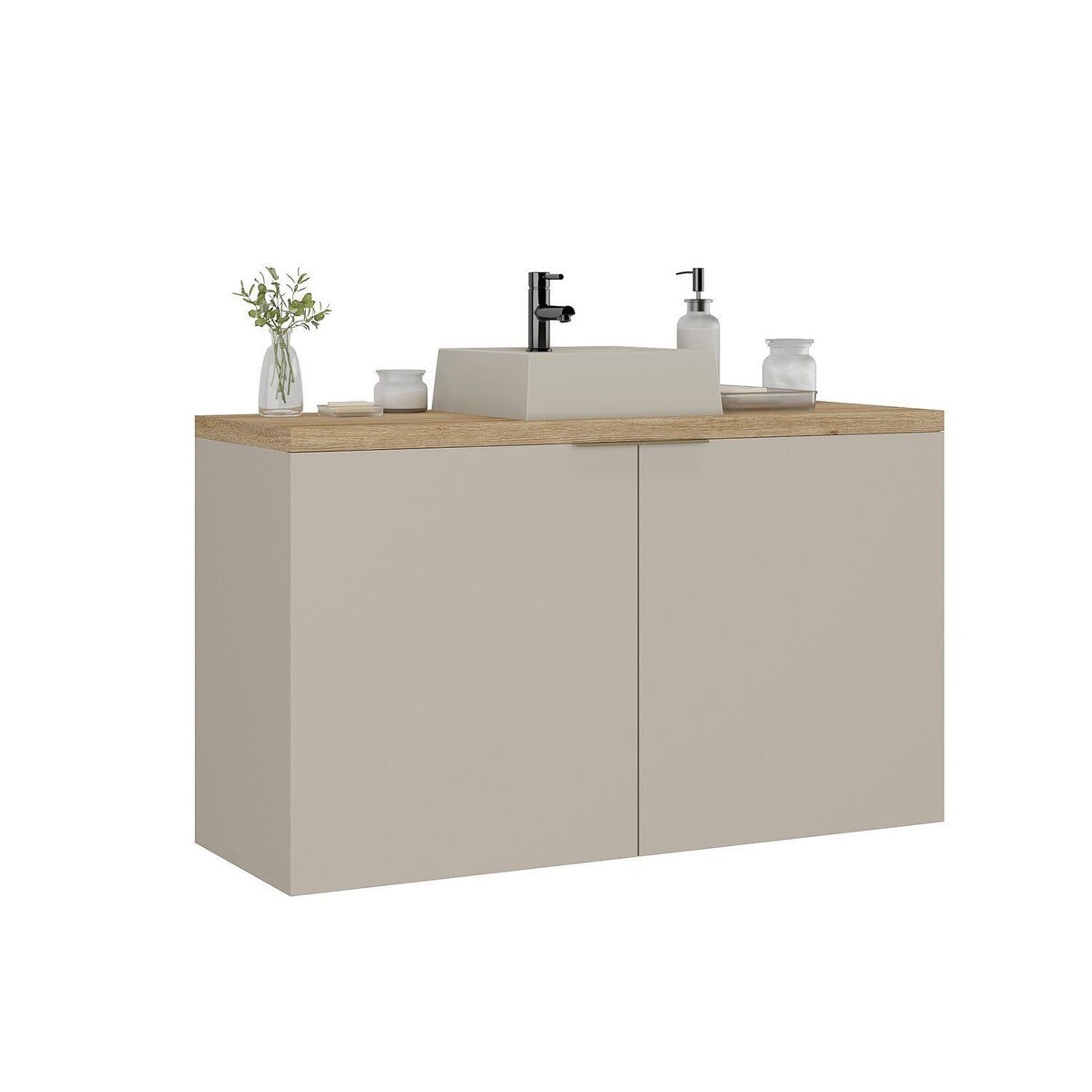 Gabinete Para Banheiro Com Cuba Nature Panna/carvalho