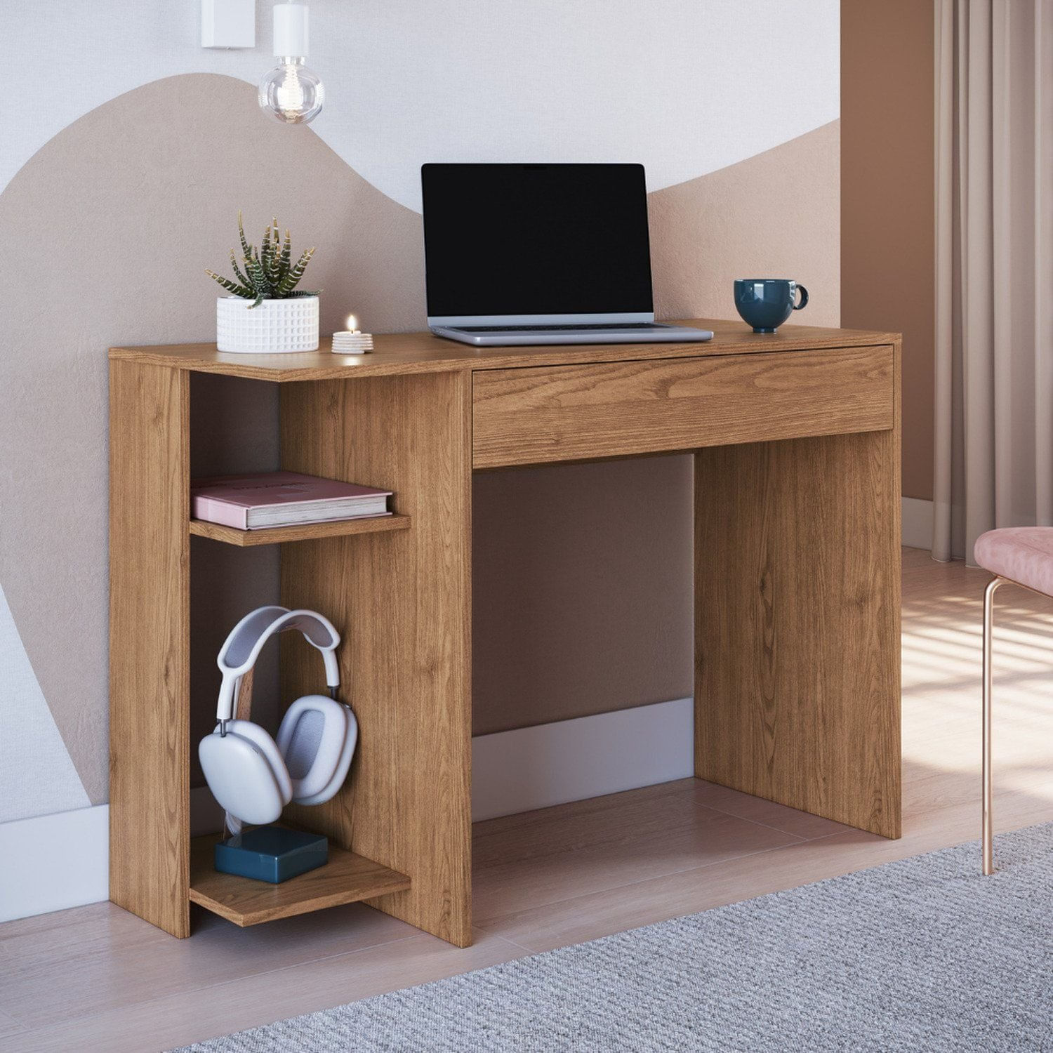 Escrivaninha Paar Escritório Complemento 1 Gaveta 108cm Cedro Cedro