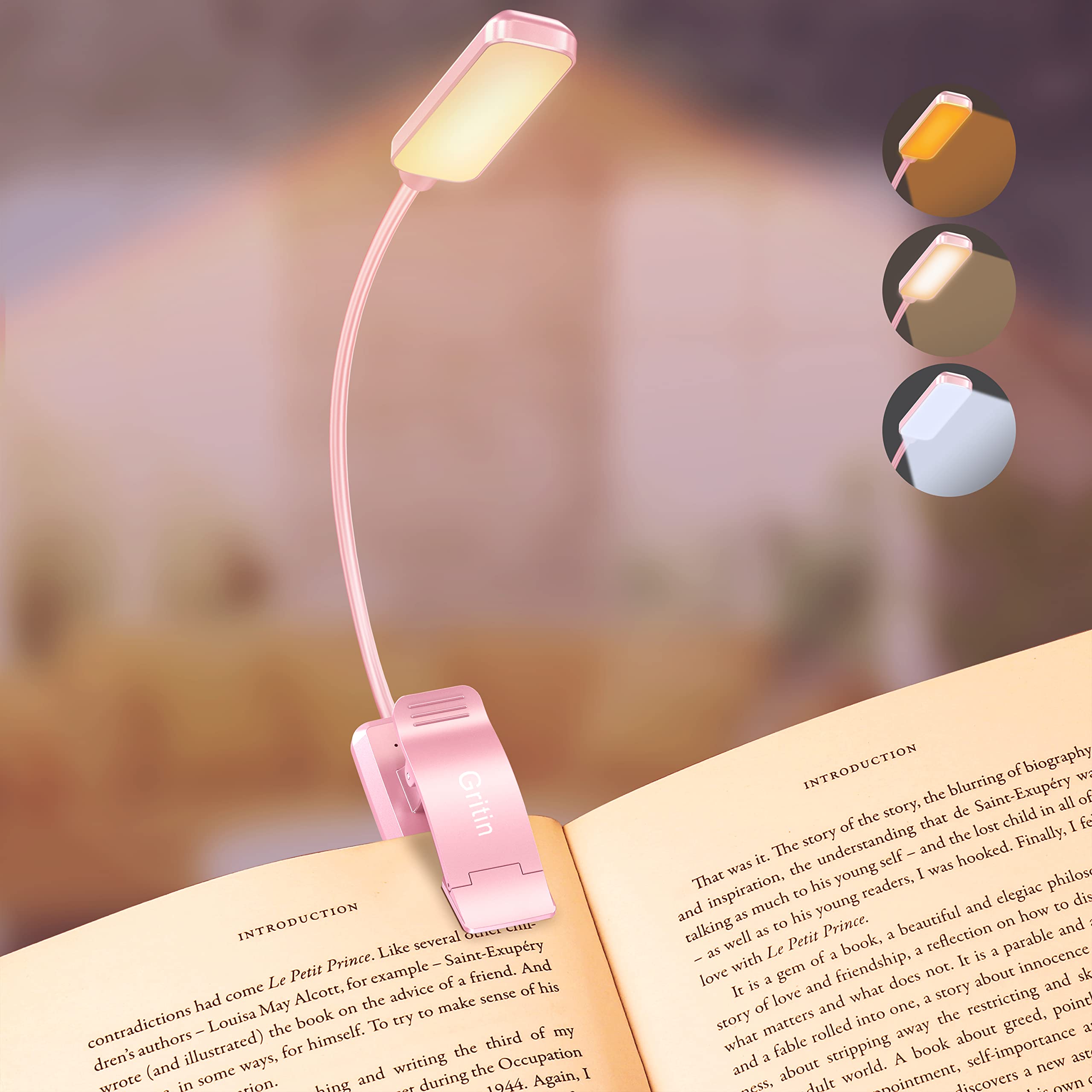 Book Light Gritin 9 Led Recarregável Com 3 Temperaturas De Cor