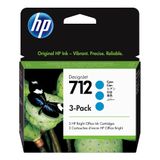 Cartuchos De Tinta Hp 712 Cyan 29 Ml, Pacote Com 3, Genuínos (3ed77a)