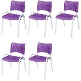 Cadeira Iso Base Branco Igreja, Escola, Escritório - Violeta Kit 5 Peças