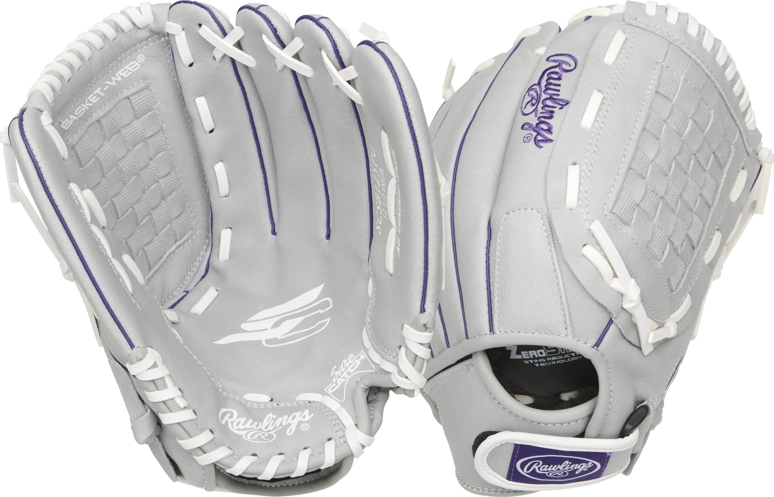 Luva De Softball Rawlings Sure Catch Series 12,5 Polegadas Roxa/cinza