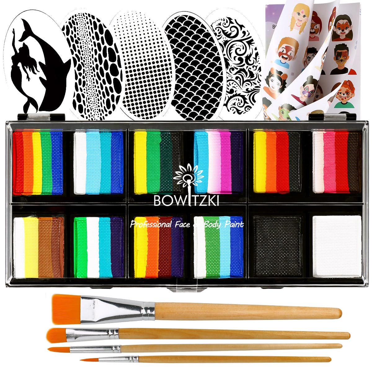 Kit De Pintura Facial Bowitzki Professional Com Estêncil 12x10g