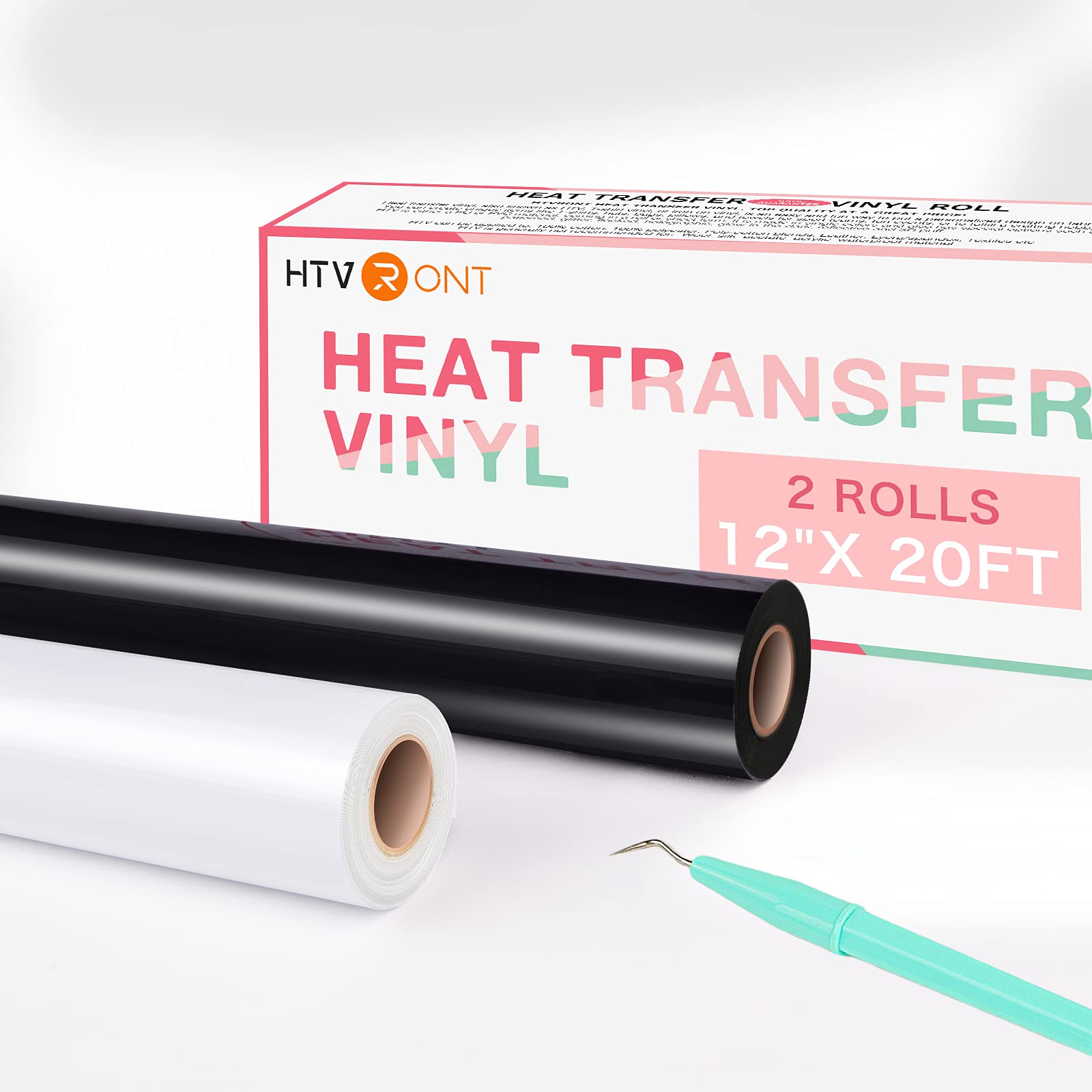 Vinil De Transferência De Calor Htvront Preto E Branco 12x6m Para Camisas