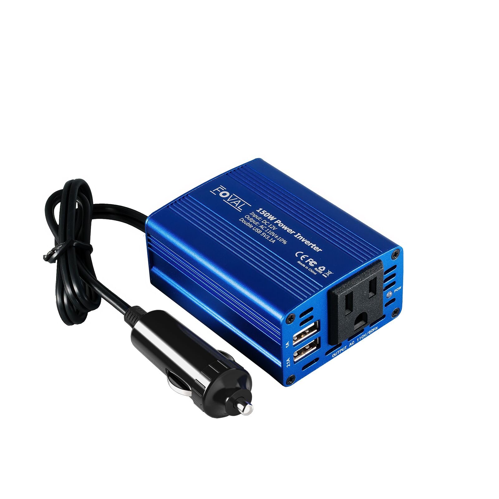 Inversor De Energia Para Carro Foval 150w 12v Dc A 110v Ac Com Usb