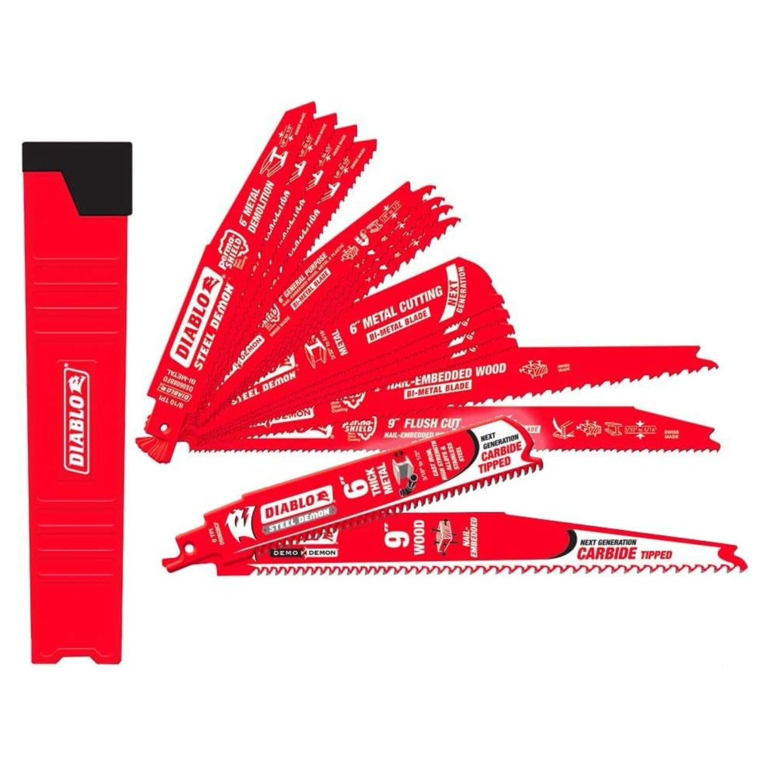 Conjunto De Lâminas De Serra Recíprocas Diablo 14 Peças + 2 De Carboneto