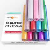 Pacote De Vinil De Transferência De Calor Htvront Glitter 12 Rolos 10 X 5 Pés