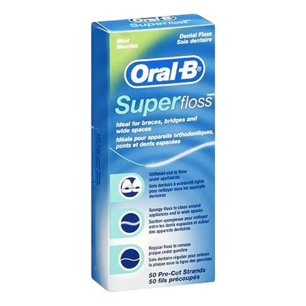 Fios Pré-cortados Dental Floss Oral-b Super Floss Mint 50x18