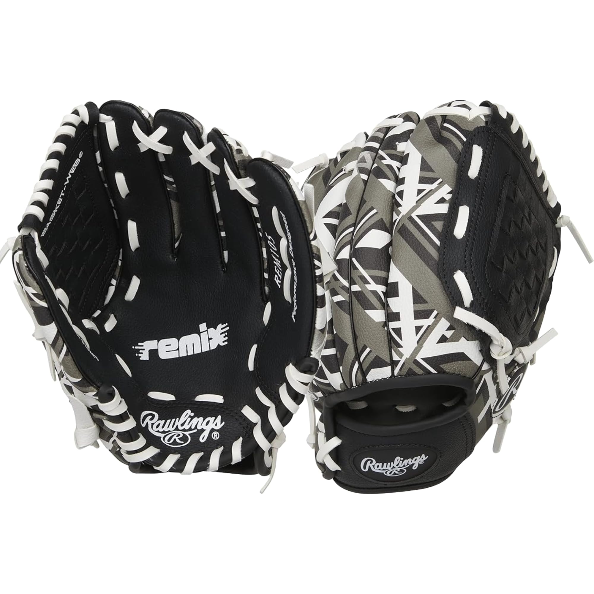 Luva De Beisebol Rawlings Remix T-ball &amp; Youth De 9 Polegadas Preta