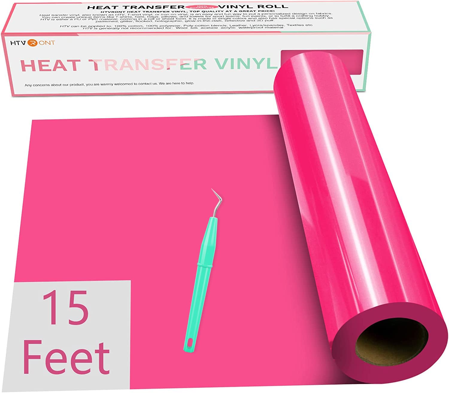 Vinil De Transferência De Calor Htvront Neon Pink 12x15 Pés Para Camisas