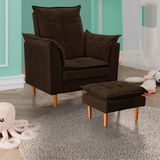 Poltrona De Amamentação Com Puff Quarto Bebê Encanto Suede