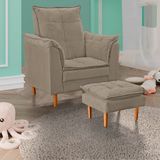 Poltrona De Amamentação Com Puff Quarto Bebê Encanto Suede