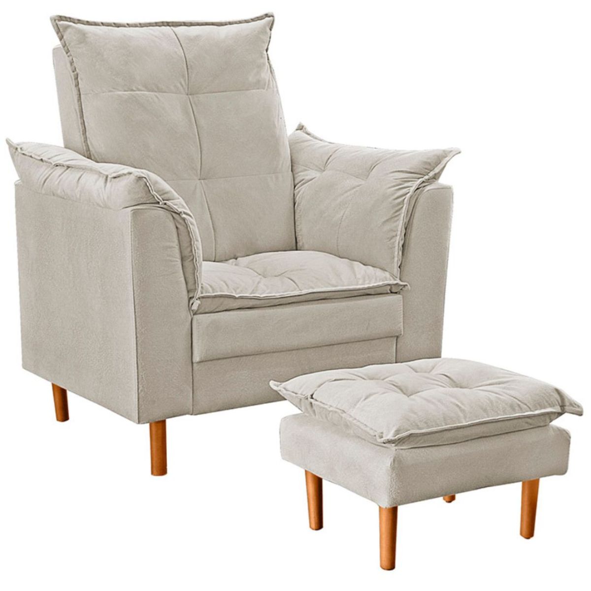 Poltrona De Amamentação Quarto De Bebê Com Puff Melina Suede