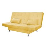 Sofá Cama Casal Com Almofadas Rivera Suede Amarelo