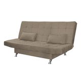 Sofá Cama Casal Com Almofadas Rivera Suede Cappuccino