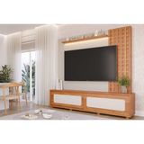 Home P/ Tv Até 84 Pol Marrocos 2.3 Ripado C/ Led E 2 Portas De Correr C/ Tela Sintética 212,5x228cm Cinamomo/off White - Permóbili