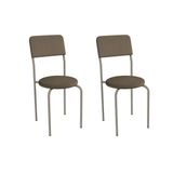Cadeira Sala De Jantar Mali 2c136nk Aço Kit 2 Un Niquel/suede Cappuccino - Kappesberg
