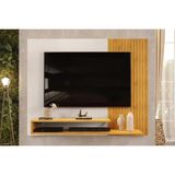 Painel Home P/ Tv Até 50 Polegadas Nando Ripado C/ Prateleira 136x107cm Cedro/bali - Dj Móveis