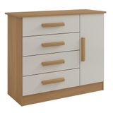 Cômoda Firenze 4 Gavetas Com Sapateira 1 Porta D&#39;doro Cinamomo Off White