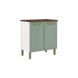 Balcão De Cozinha P/ Cooktop C/ Tampo Bella C/ 2 Portas 80cm Verde - Bertolini