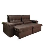 Sofá Retrátil Reclinável Imperial Molas Ensacadas Veludo Marrom 2,50m