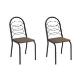 Cadeira Sala De Jantar Holanda 2c009prf Aço Kit 2 Un Preto/suede Cappuccino - Kappesberg