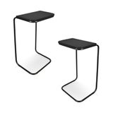 Conjunto 2 Mesas De Apoio Para Sofá Preto Base Em Metal Preto