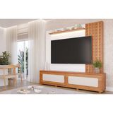 Home P/ Tv Até 84 Pol Marrocos 2.3 Ripado C/ Led E 2 Portas De Correr C/ Tela Sintética 212,5x228cm Cinamomo/branco Acetinado - Permóbili
