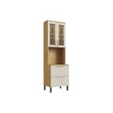 Cristaleira De Cozinha Paneleiro Riesling C/ 4 Portas (2 Reflectas) E 1 Nicho P/ Forno 70cm Amendoa/off White - Ronipa