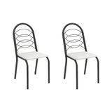 Cadeira Sala De Jantar Holanda 2c009prf Aço Kit 2 Un Preto/ano Branco - Kappesberg