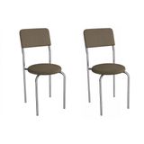Cadeira Sala De Jantar Mali 2c136cr Aço Kit 2 Un Cromado/suede Cappuccino - Kappesberg