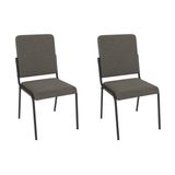 Cadeira Sala De Jantar Genebra 2c129prf Aço Kit 2 Un Preto/linho Escuro - Kappesberg