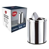 Lixeira Em Inox Basculante 12 Litros Cesto De Lixo Tampa Giratoria Vai E Vem Luxo Grande Banheiro Cozinha Escritorio