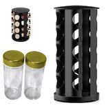 Porta Temperos Giratorio Carrossel Inox Preto Dourado 20 Potes Condimentos Suporte Premium Luxo