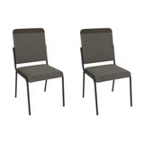 Cadeira Sala De Jantar Genebra 2c129prf Aço Kit 2 Un Preto/linho Compose Escuro - Kappesberg
