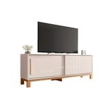 Rack Bancada P/ Tv Até 65 Pol Mondrian 1.8 C/ 2 Portas E Pés Cavalete 180cm Off White Mr/freijo - Caemmun