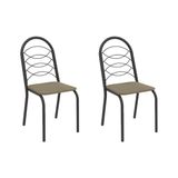 Cadeira Sala De Jantar Holanda 2c009prf Aço Kit 2 Un Preto/boucle Bege Fendi - Kappesberg