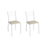 Cadeira Sala De Jantar Malta 2c140br Aço Kit 2 Un Branco/ano Bege - Kappesberg
