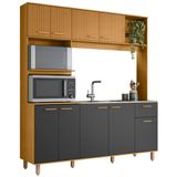 Cozinha Compacta E Pia 120cm Luiza Freijó/ripado/grafite Acetinado Z44 - Mpozenato