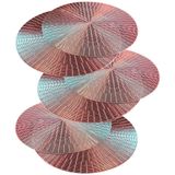 Jogo Americano 10 Peças Mesa Posta Mesa Redondo Linha Luxo Tamanho Grande Modelo Egípcio Em Pvc Cor:rose