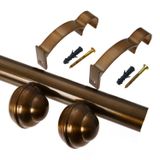 Kit Varão De Cortina Barcelona 19mm 3,00m Bola Couselo Ouro Velho Plus